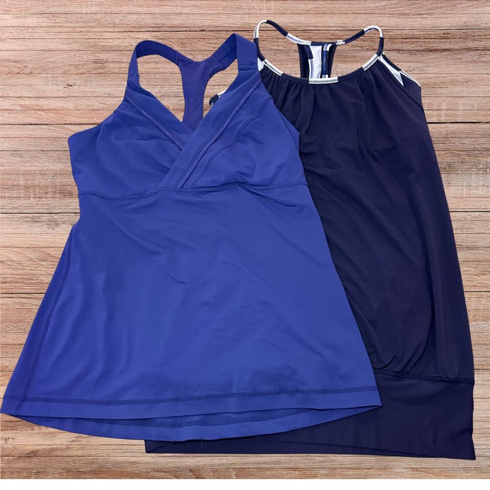 Lot of 2 lululemon Tops Size 8 - OG Tank Purple & No Limits Tank Cadet Blue‎